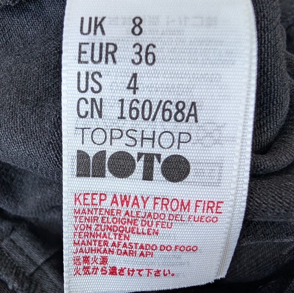 Topshop MOTO Black Denim Wide Leg Jumpsuit Overalls Size 4 - Picture 11 of 12